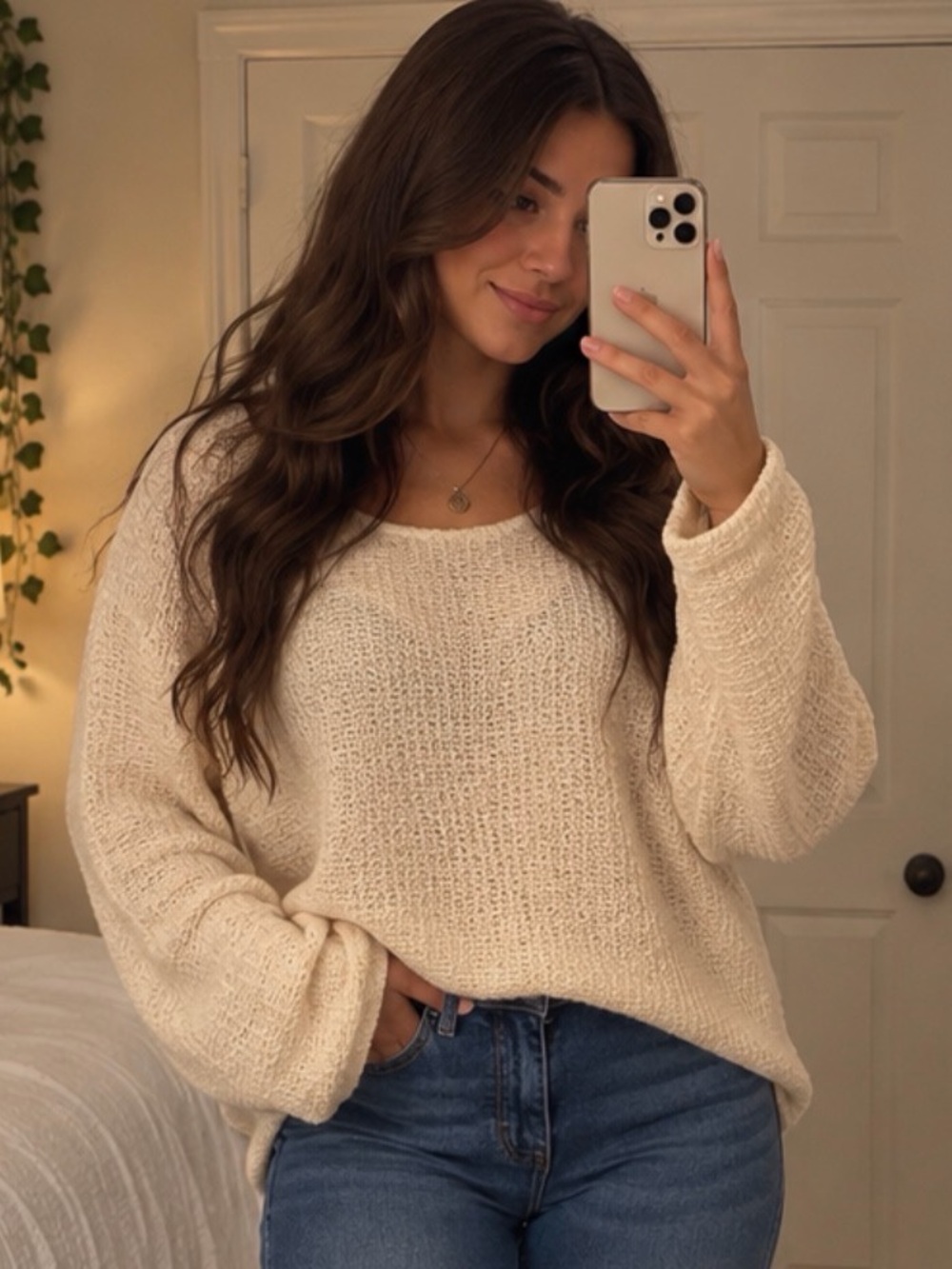Abercrombie & Fitch Cream Scoop Neck Knit Sweater